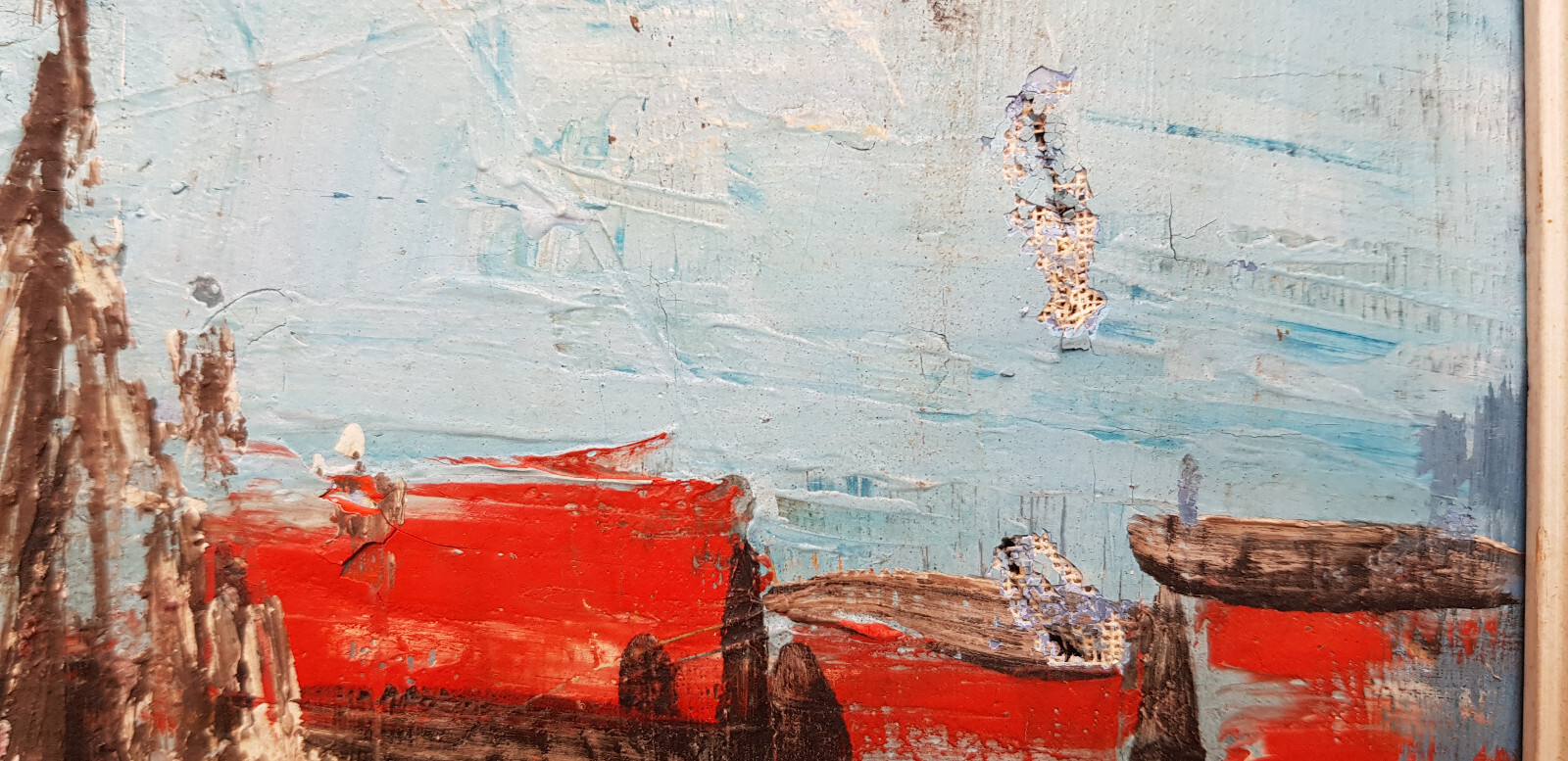 Abstract oil painting artwork with frame painting oil painting ships seafaring