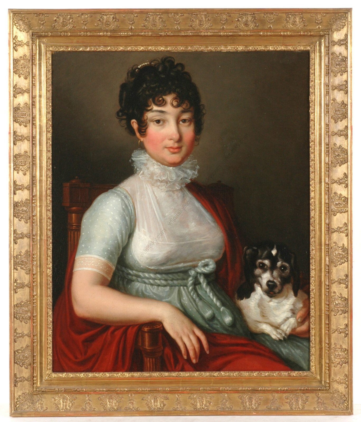 Johann Julius Heinsius (1740-1812)-Attrib., «Lady with her favorite dog» 1805/10
