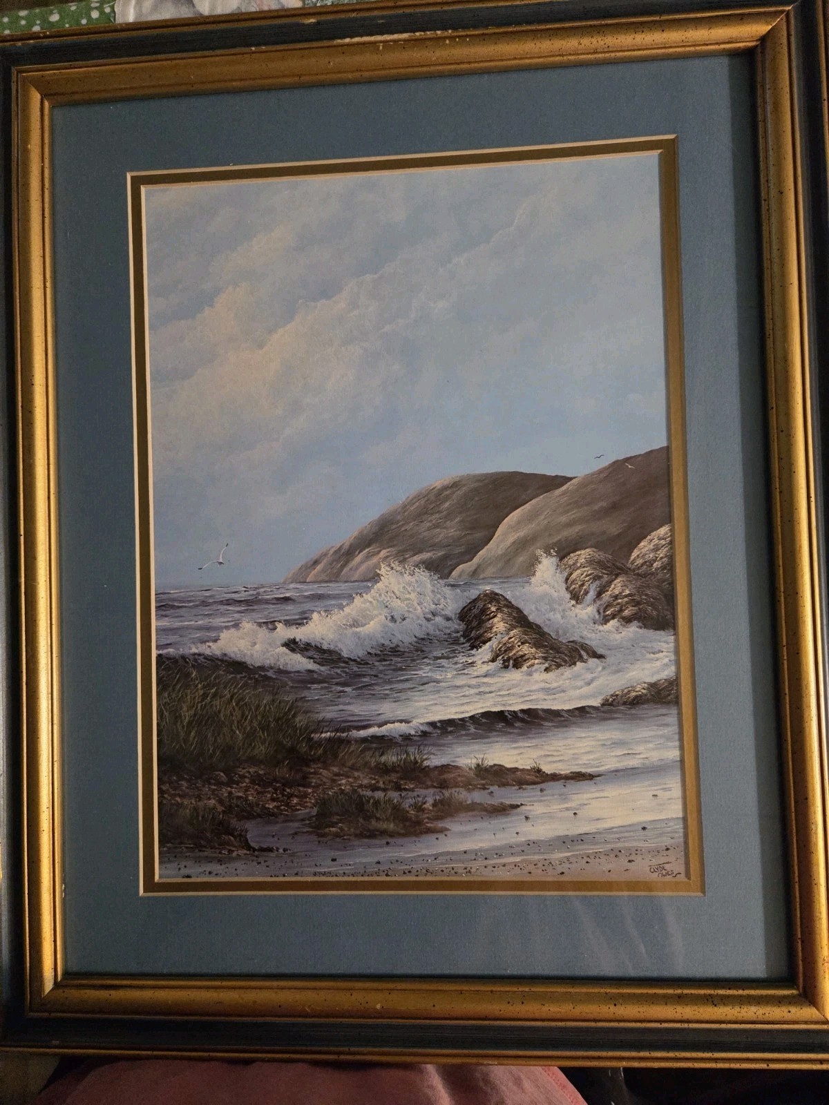 Clyde Owens Seascape Painting Framed And Signed