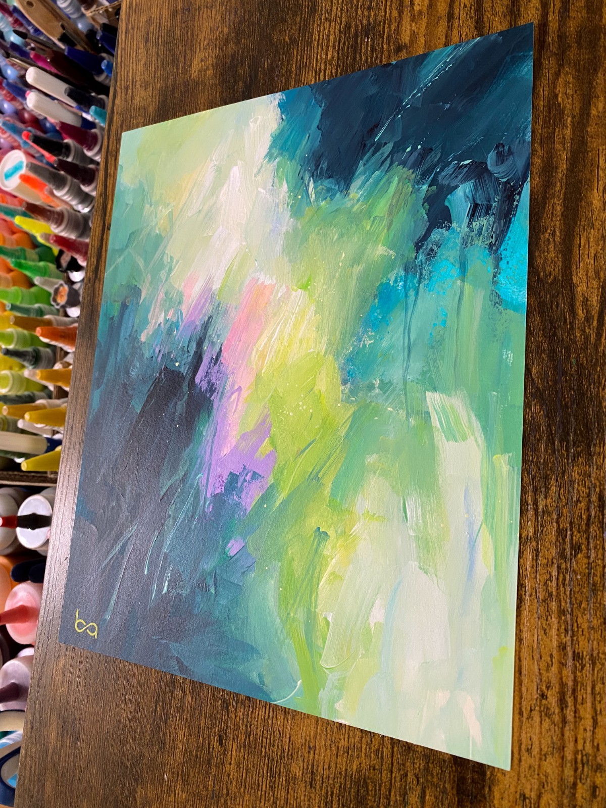 Original Abstract Painting 8×10″ Modern Acrylic Bold Color Palette Wall Decor