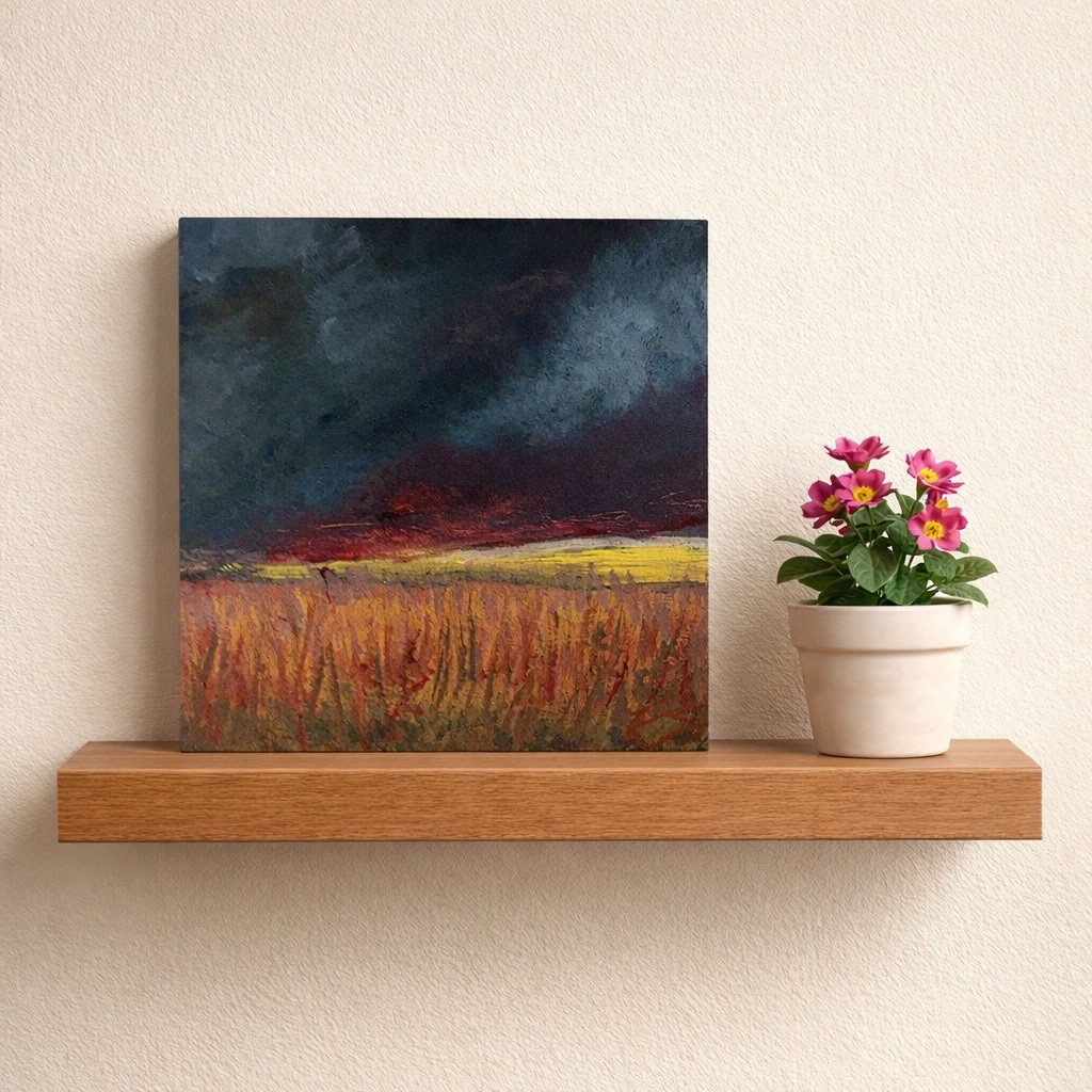Small Original Landscape Painting 6×6 Acrylic on Wood Panel Relaxing Nature Art