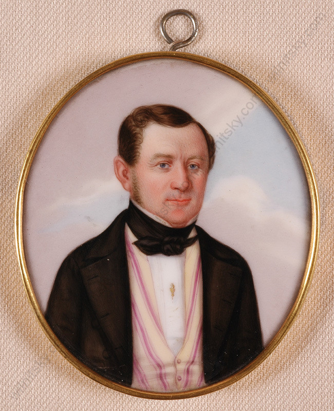 Gotthelf Rudolf Asel «Male Portrait», Rare Miniature on Porcelain!!, 1840s
