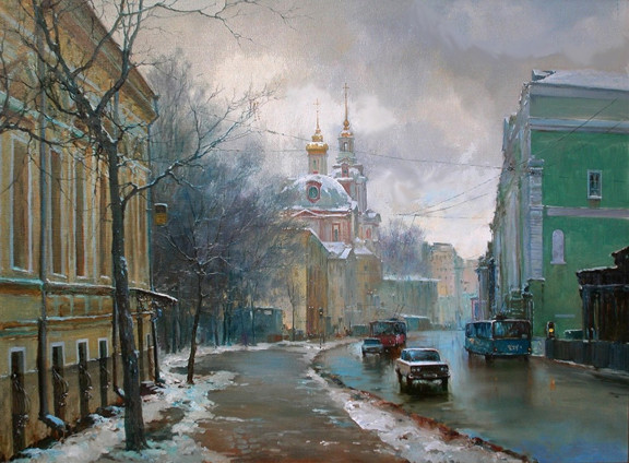 MOSCOW Russia Church Painting Giclee Canvas 16″x20″ Impressionism Cityscape