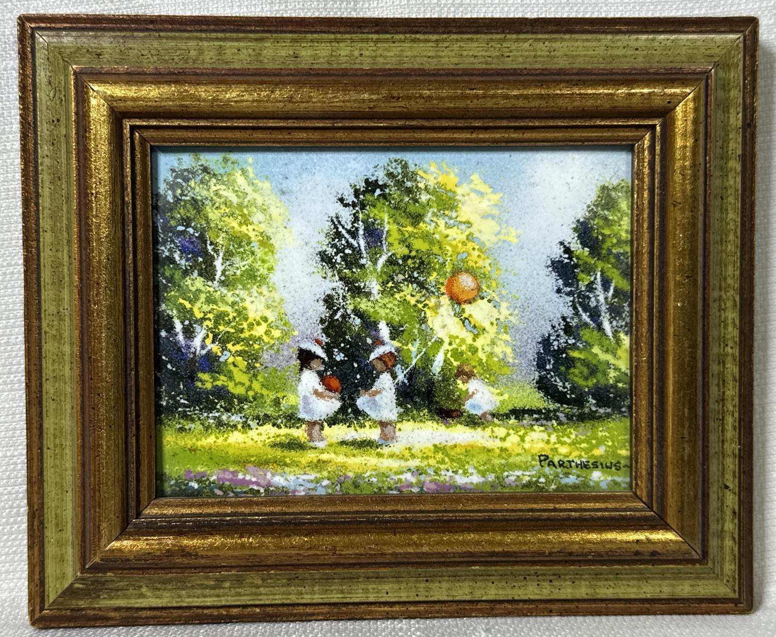 Charles Parthesius ~ Enamel On Copper Miniature Landscape ~ Vintage Signed