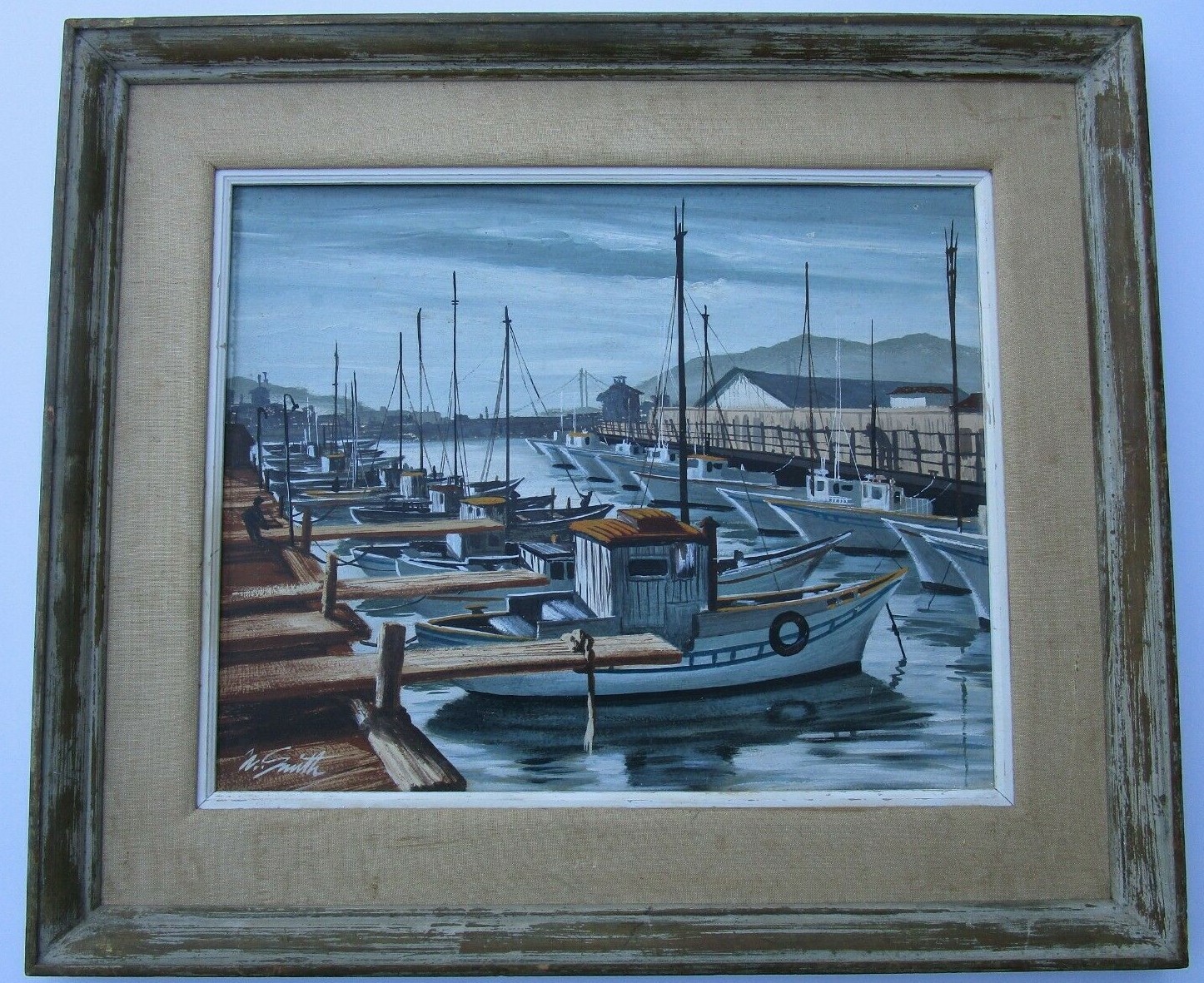 American Regionalism Painting Nautical Coastal Marina Port Impressionism Smith