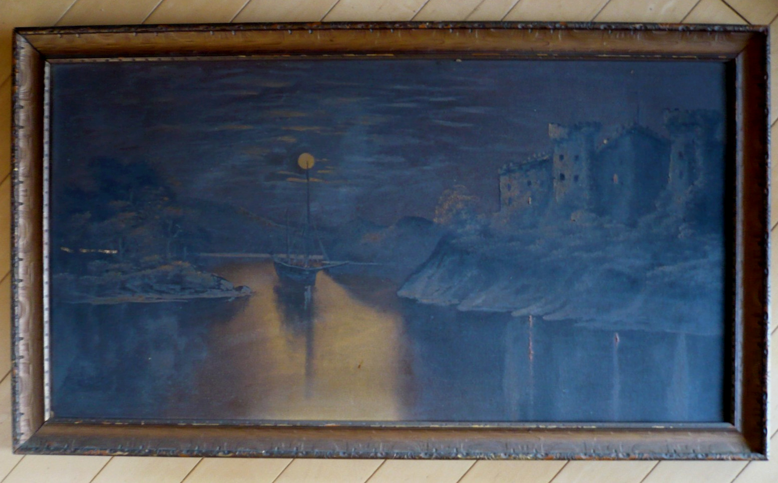 COULTRUP LISTED EARLY CALIFORNIA CA NOCTURNE MARINE LANDSCAPE SIGNED ANTIQUE OIL