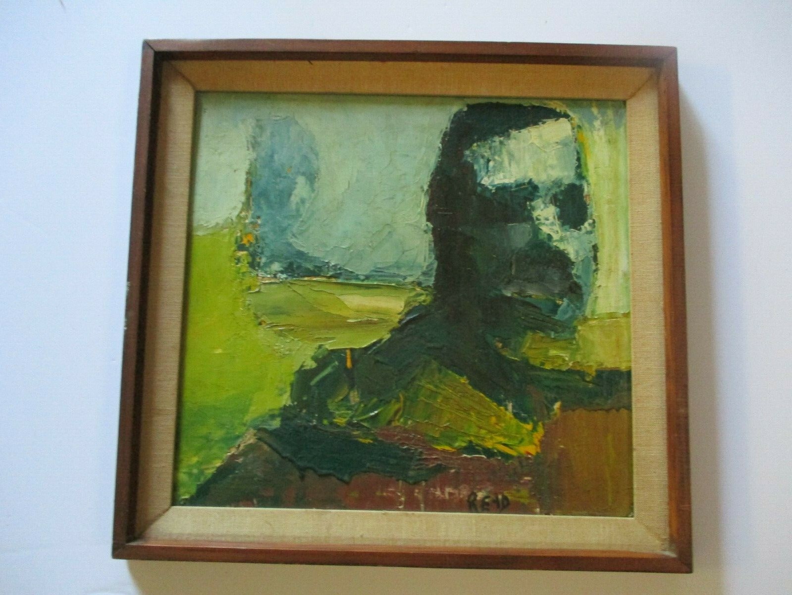 BAY AREA ABSTRACT EXPRESSIONIST OIL PAINTING FACE HEAD LANDSCAPE MODERNIST 1970