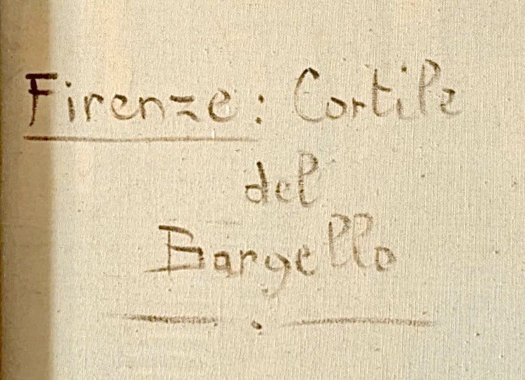 E. Bianchini O/C “Cortile del Bargello” Museo Nazionale Firenze Signed C. 1930