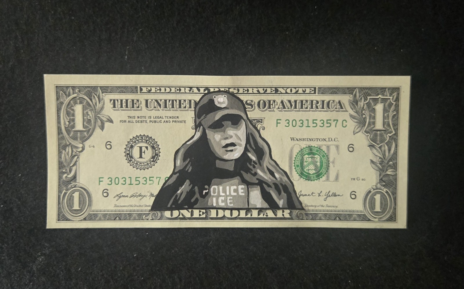 KRISTI NOEM. Hand Painted. New Bank Note. Real USD Dollar Bill. COA.
