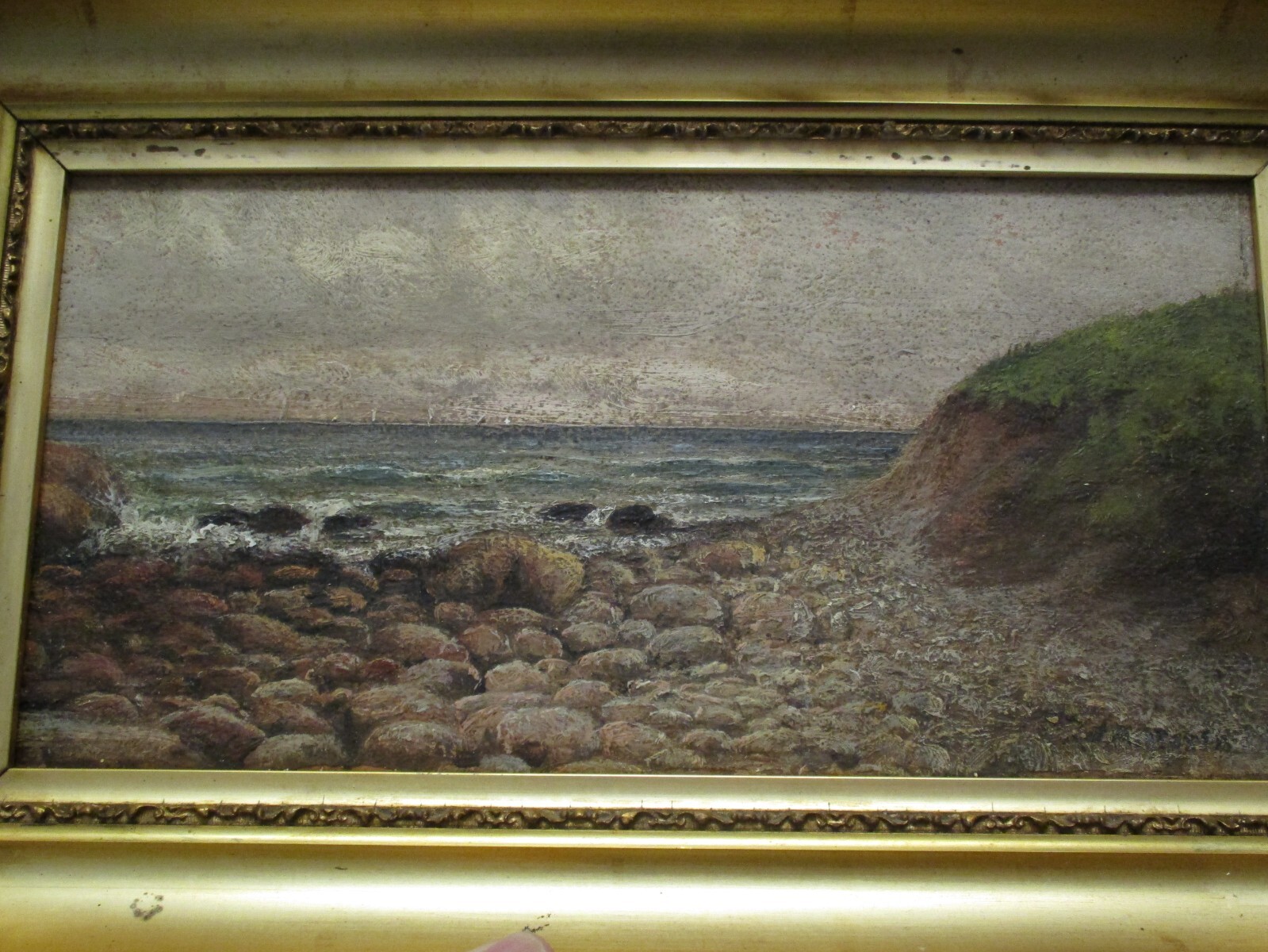 ANTIQUE LANDSCAPE OIL PAINTING PLEIN AIR IMPRESSIONIST WATERFALL PRIMITIVE OLD