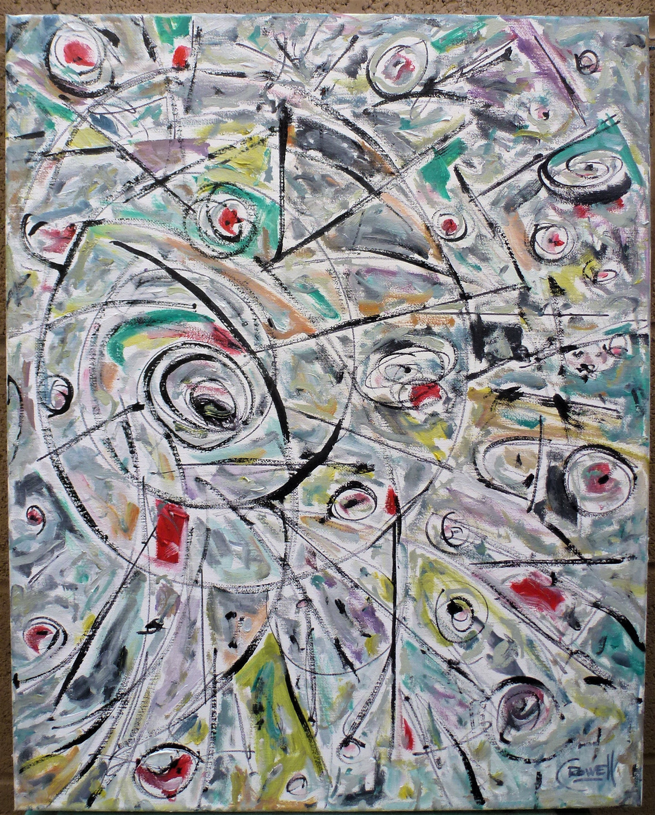 EXCESSIVE ARTISTIC FORCE #01 NEW original abstract 16×20 painting signed Crowell