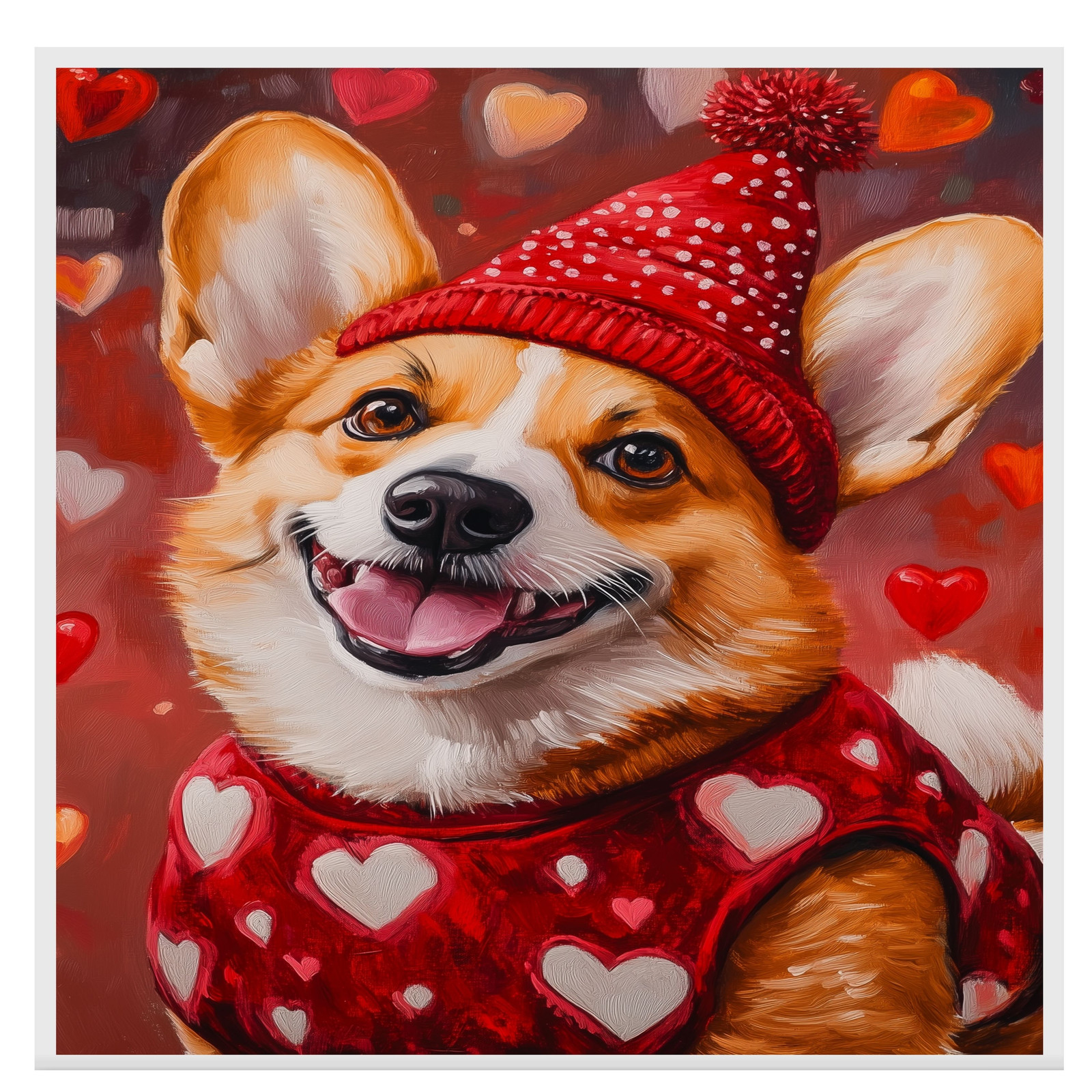 Sweetheart Charm: Welsh Corgi on Flat Rolled, Framed or Wrapped Canvas