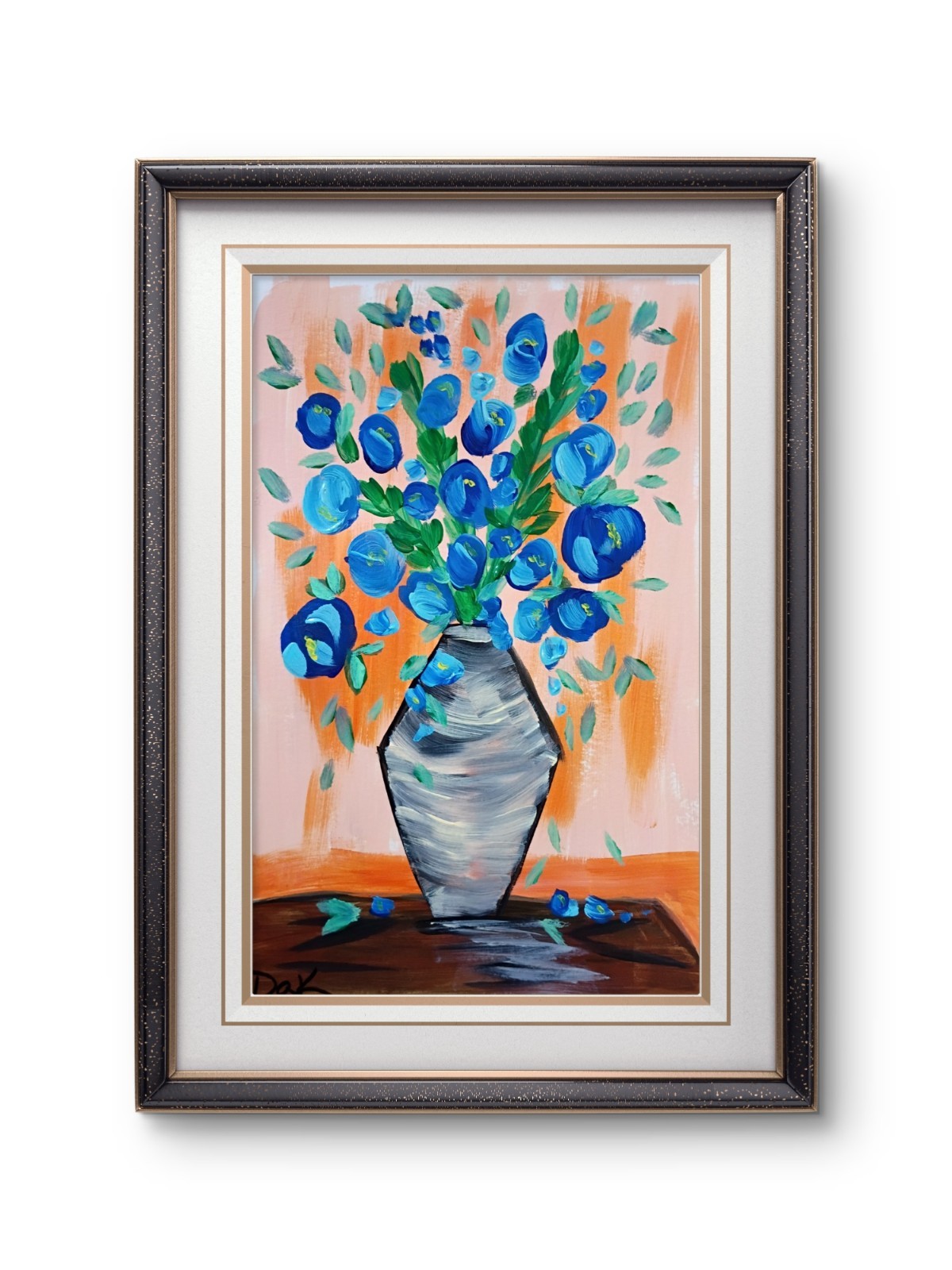Blue Floral Vase 6×9 Thick Watercolor Paper Original Art Abstract Expressionism