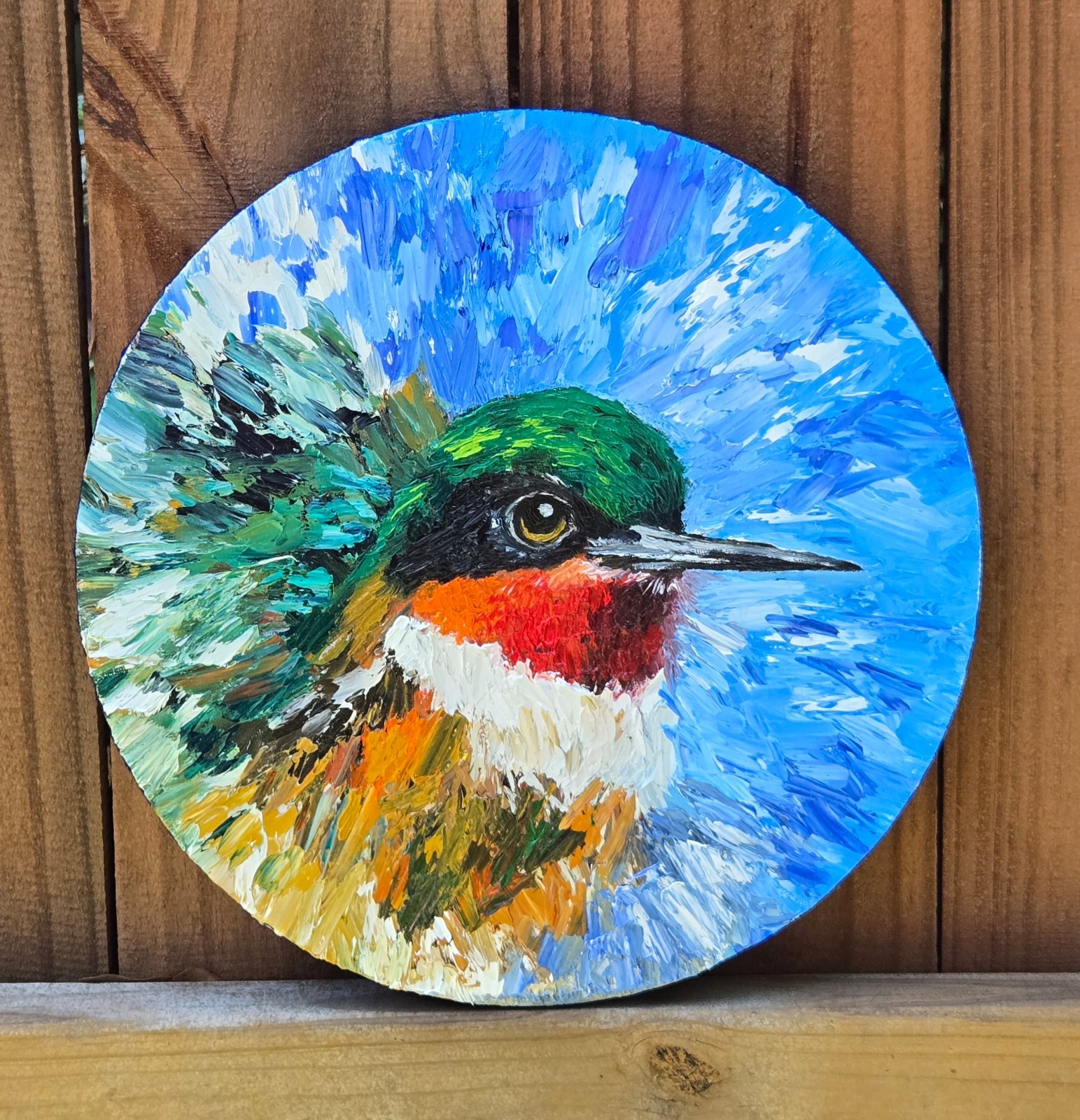 Kai – Sea Turtle Oil Painting on 12 x 12″ Round Ready to Hang Canvas
