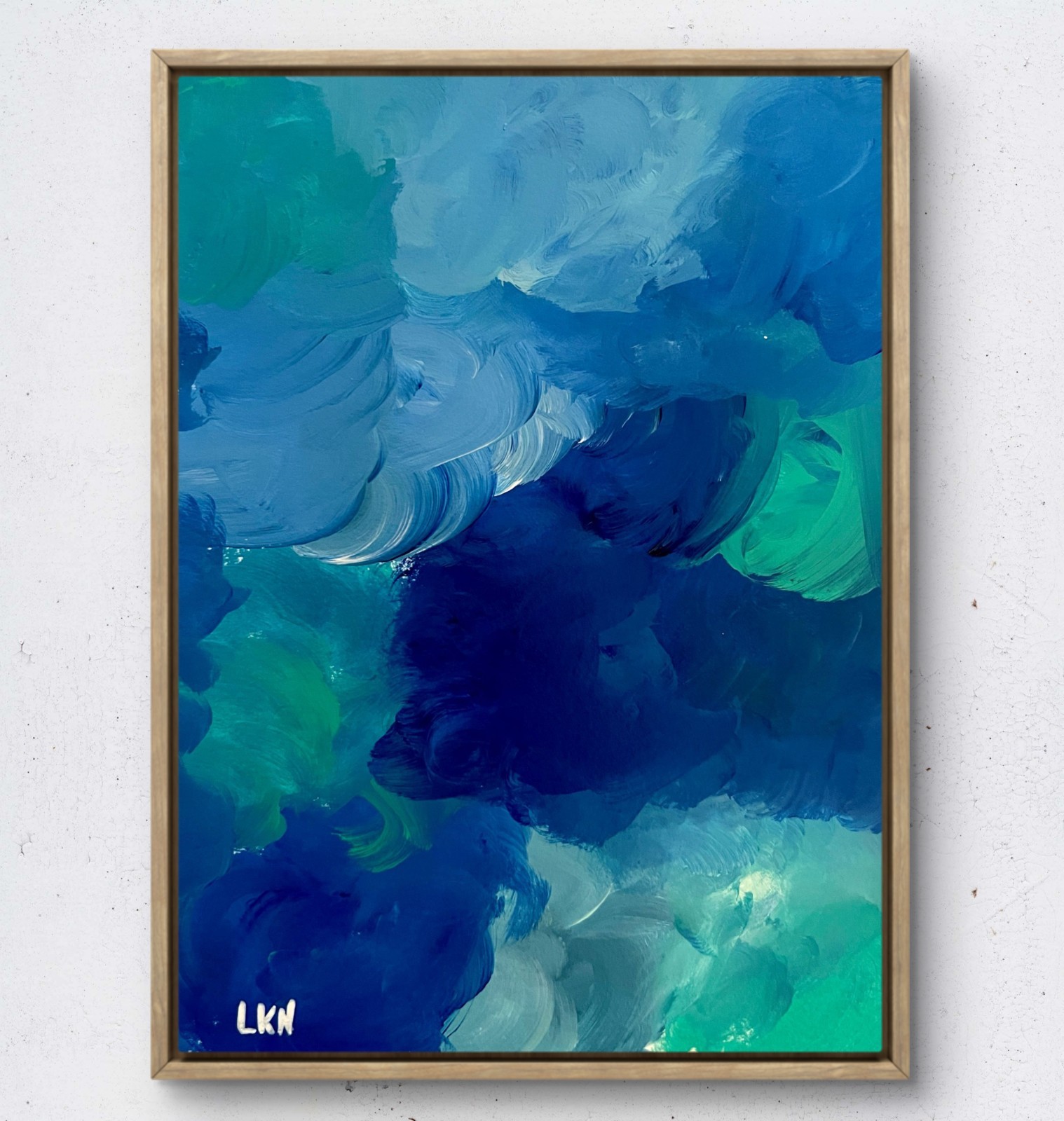 Laeknapes Cerulean Tide 12×9 Original Abstract Paper Gallery Home Painting Art