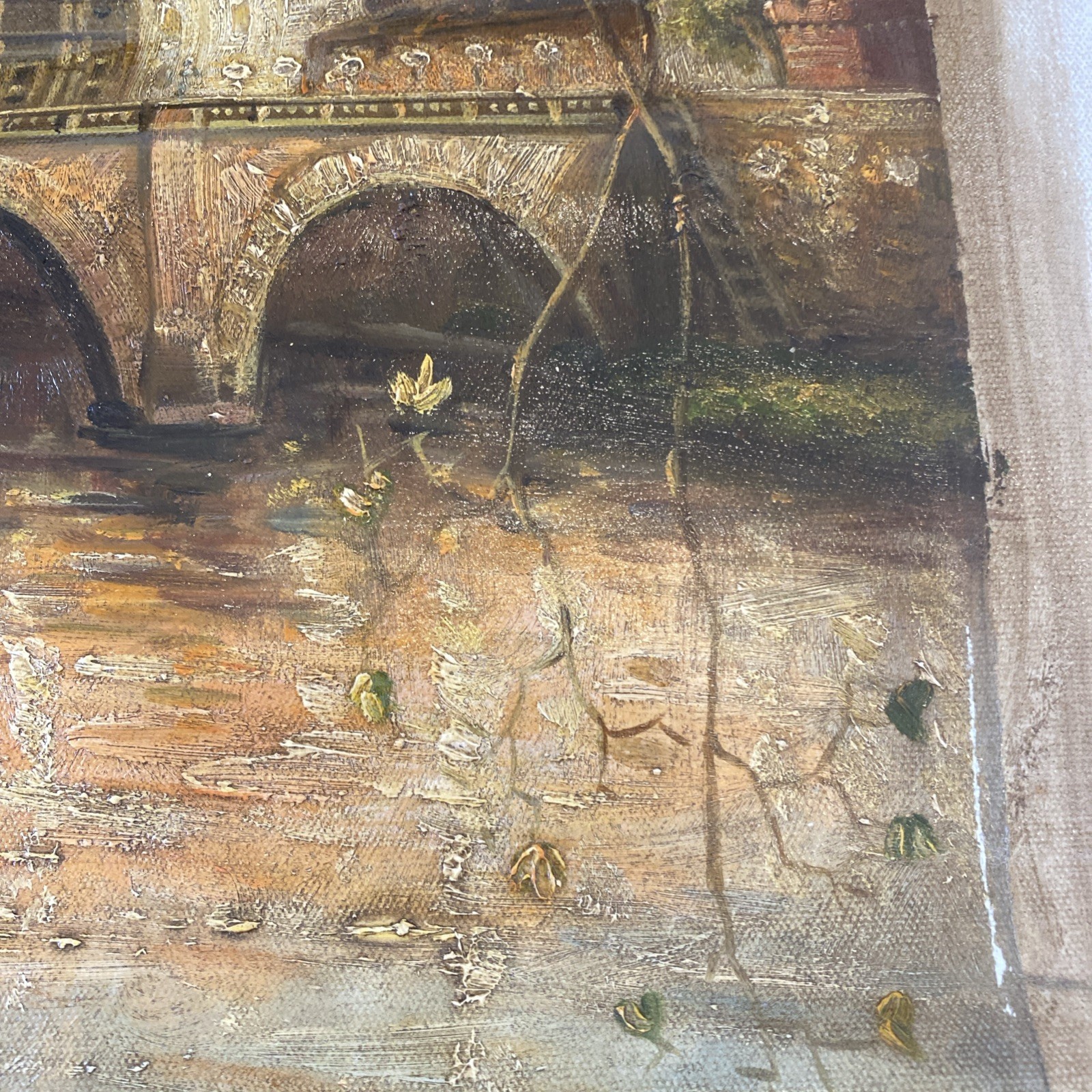 Oil On Canvas St. Peter’s Basilica & Vatican Signed No Frame 18 X 15 Canvas Roll