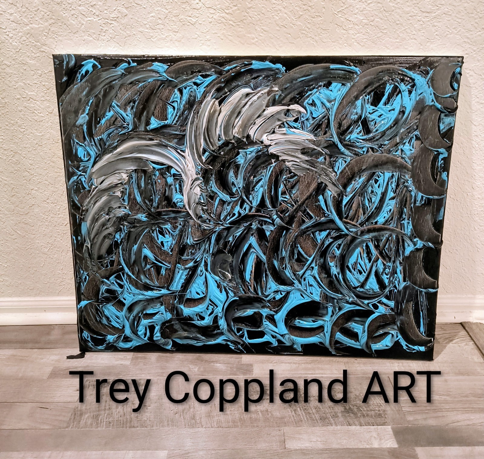 Trey Coppland, Night Ocean Abstract Modern Painting, Large, Unframed, Single