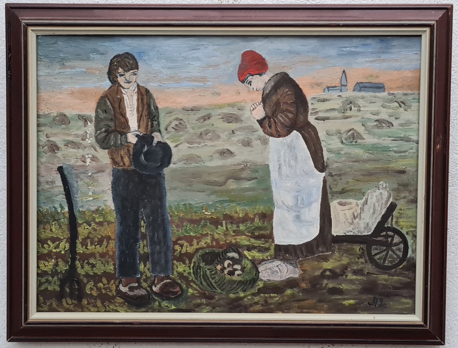 Oil painting painting oil painting masterpiece landscape field village people sea 14