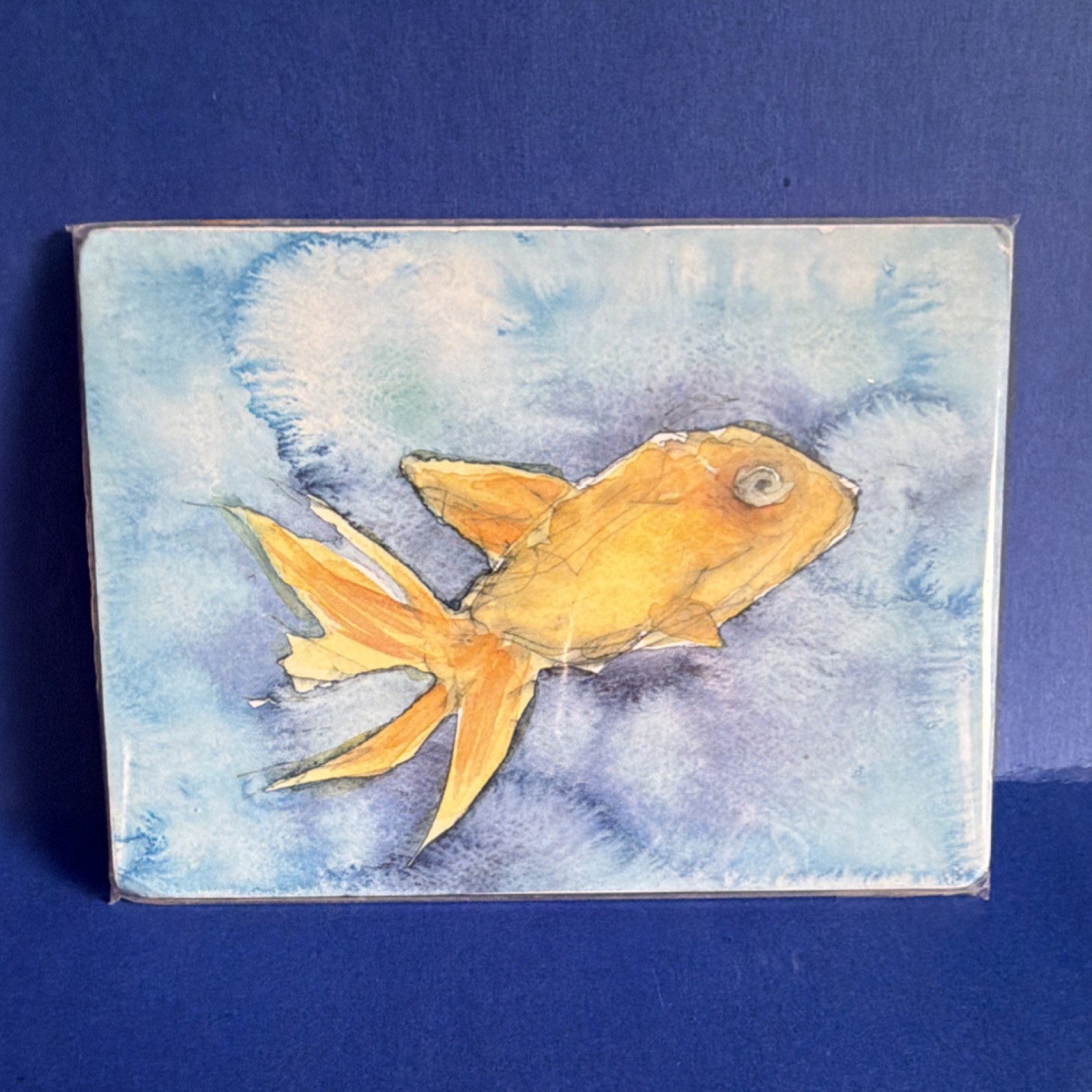 Swishy Fish Original Painting by Carrie Wheeler Contemporary Fish Art 5×7