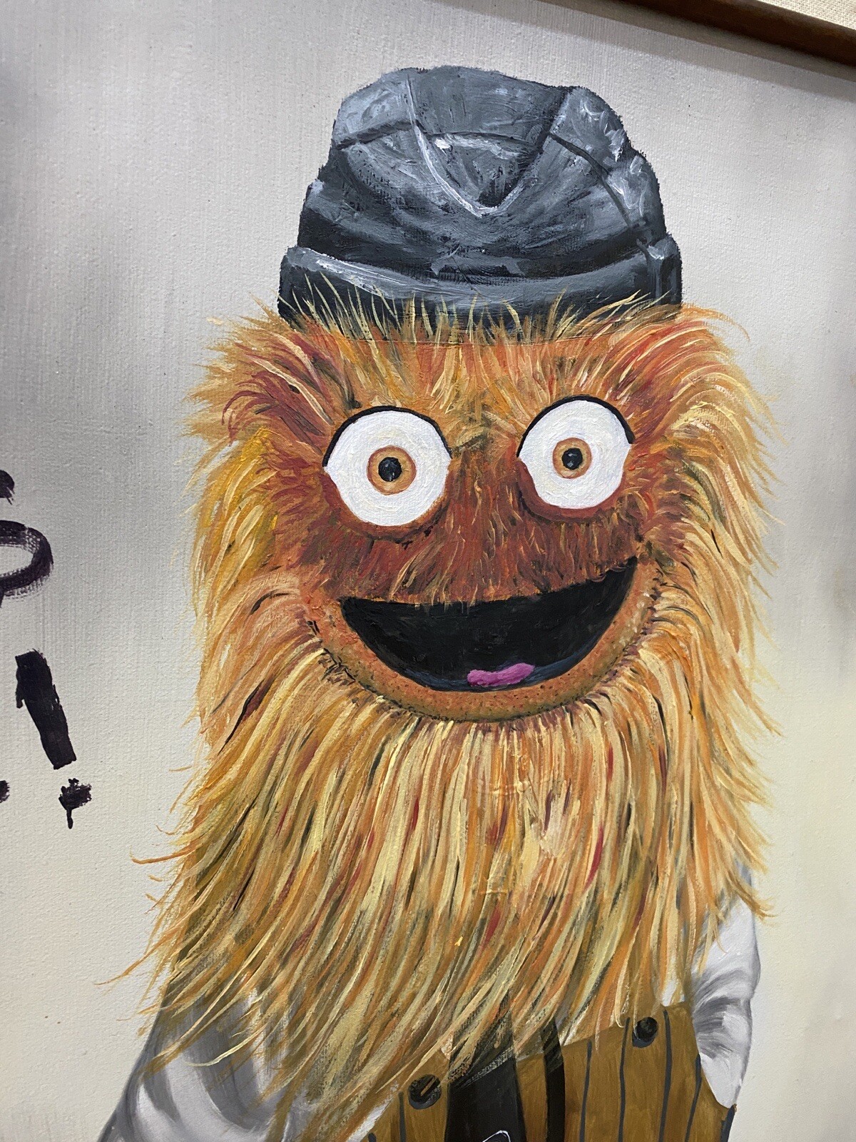 Gritty Philadelphia Flyers Upcycled Thrift oil painting vintage art Mike Morris