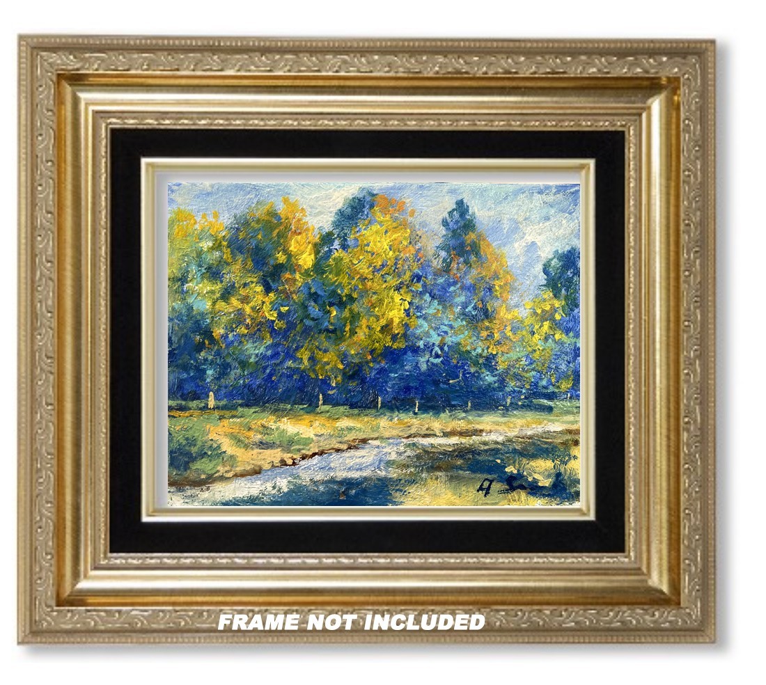 IMPRESSIONIST LANDSCAPE Oil Painting 8×10 Original Forest River Art A Semberecki