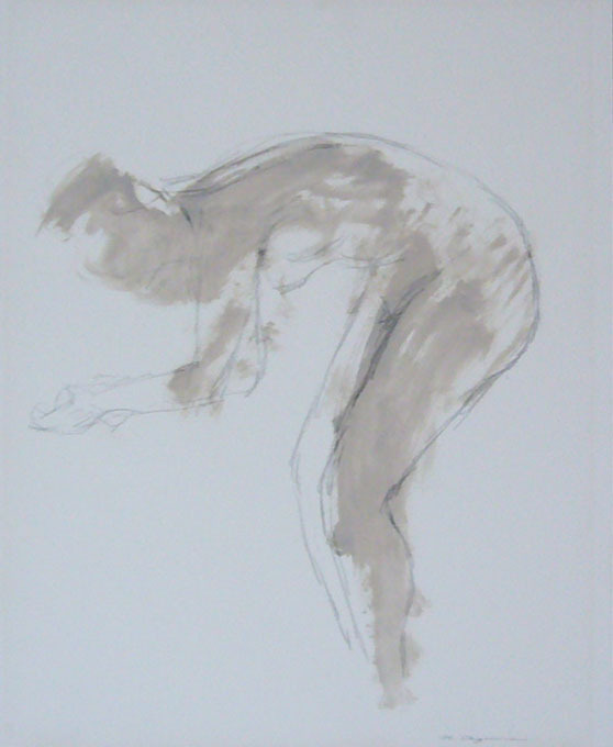 Norio Azuma «Nude Drawing» Oil & Pencil on Paper Signed