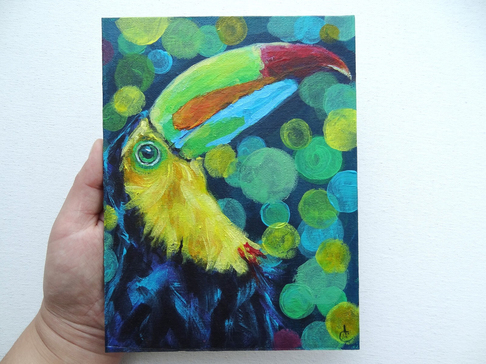 Toucan Painting Bird Original Art 8 by 6 Bird Lover Gift Nursery Wall Art