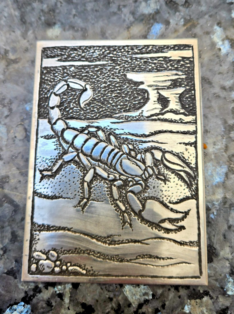 Scorpion ACEO , OOAK, Original Hand-Engraved Aluminum #32 HN Free Shipping