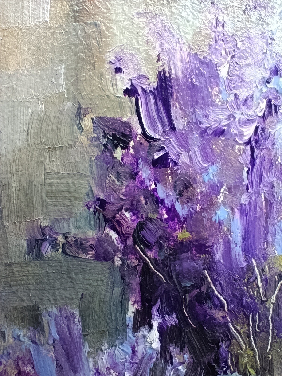 Lavender Original Oil Painting 4×6 Framed Signed Floral Still Life Flowers Art