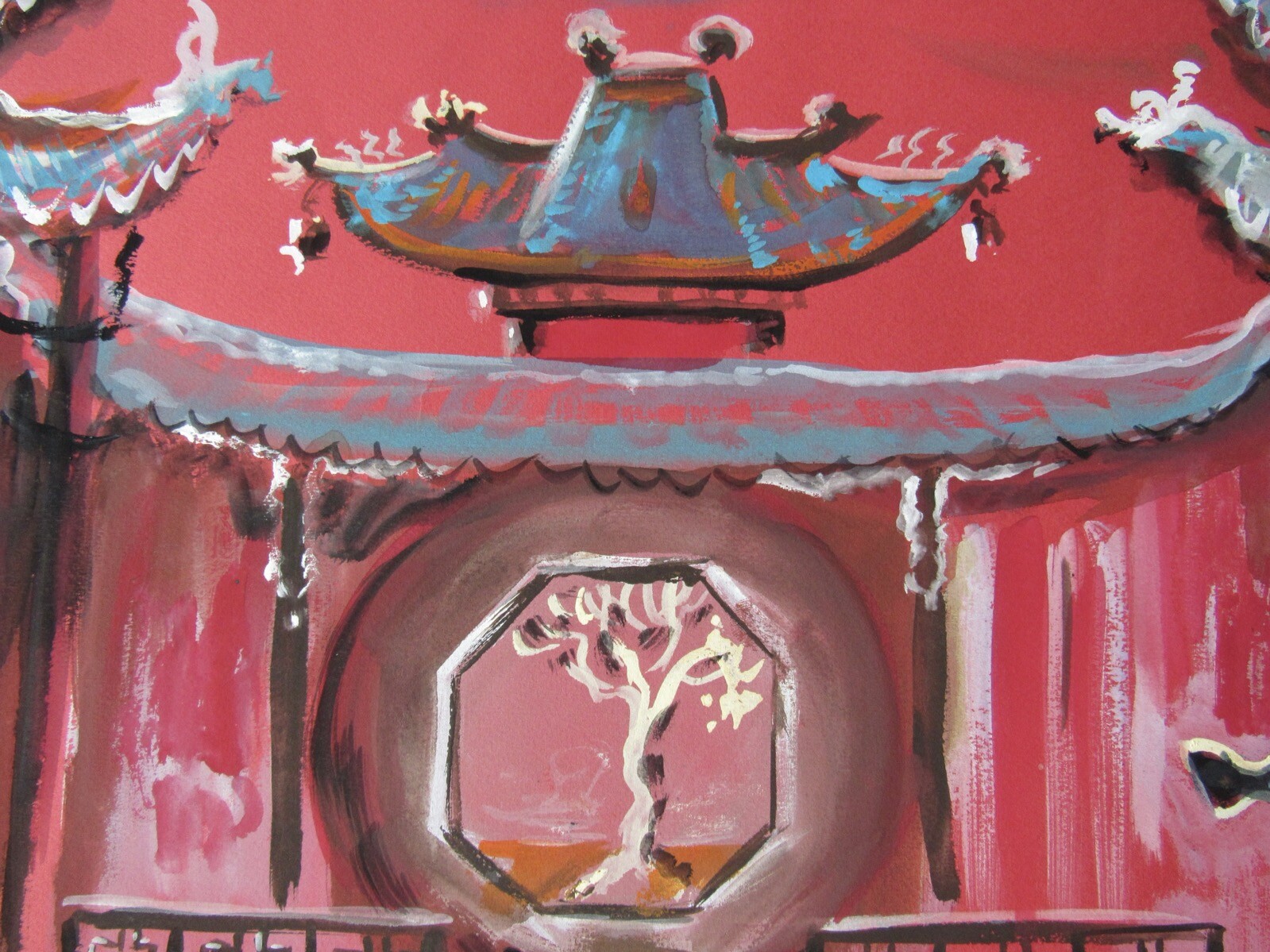 Opera Decor Gouache Drawing Signed by Jacques André Brégère set design painting