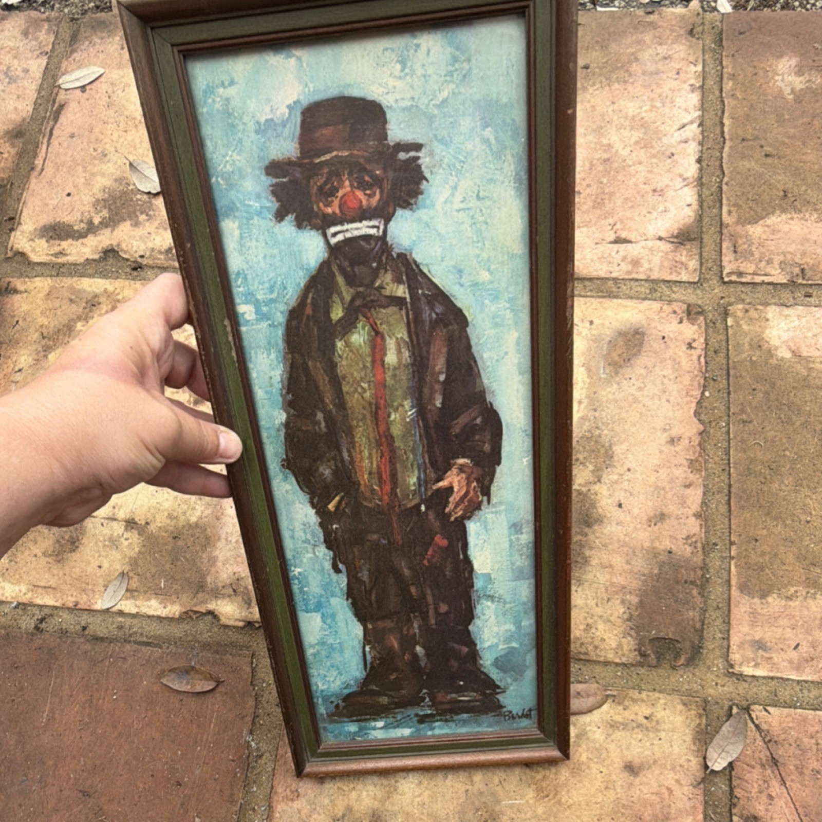 Bardot Expressionist Clown Print Signed Framed on Canvas 1966