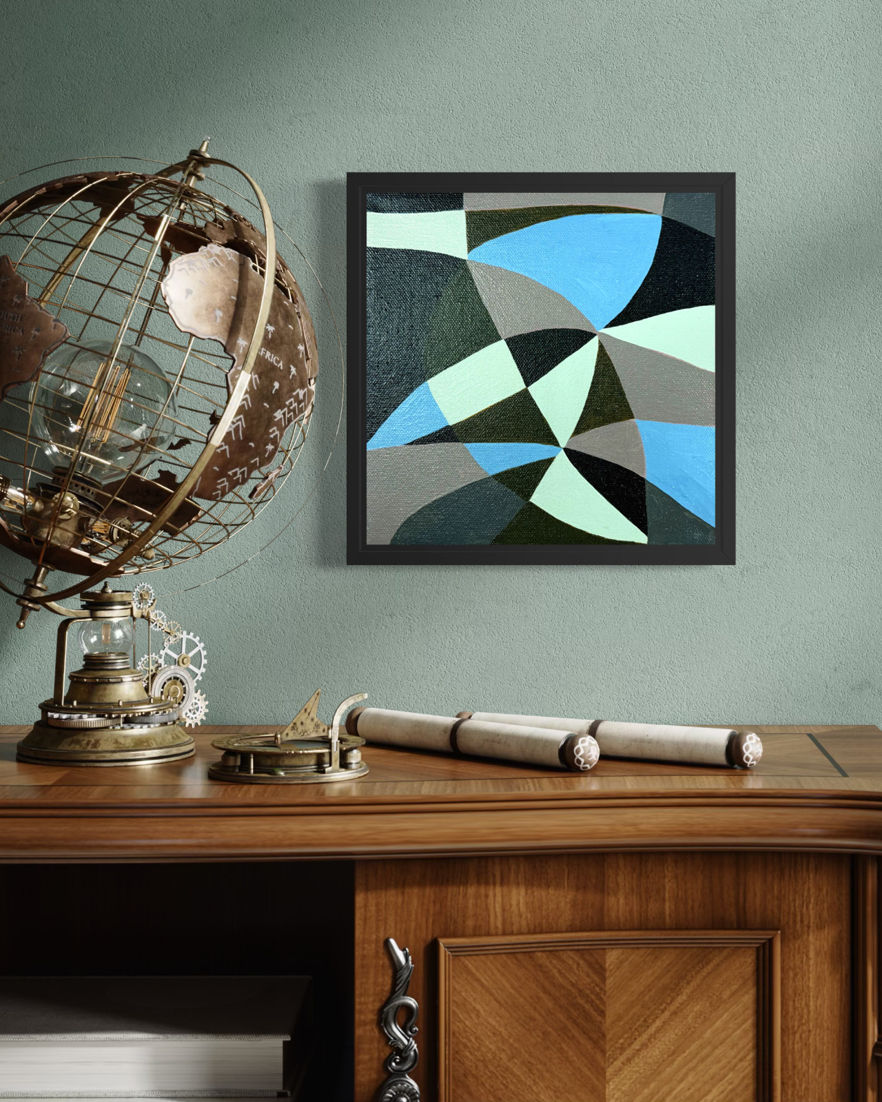 Original Abstract Mid Century Modern Acrylic Painting on Canvas 8×8 Wall Art