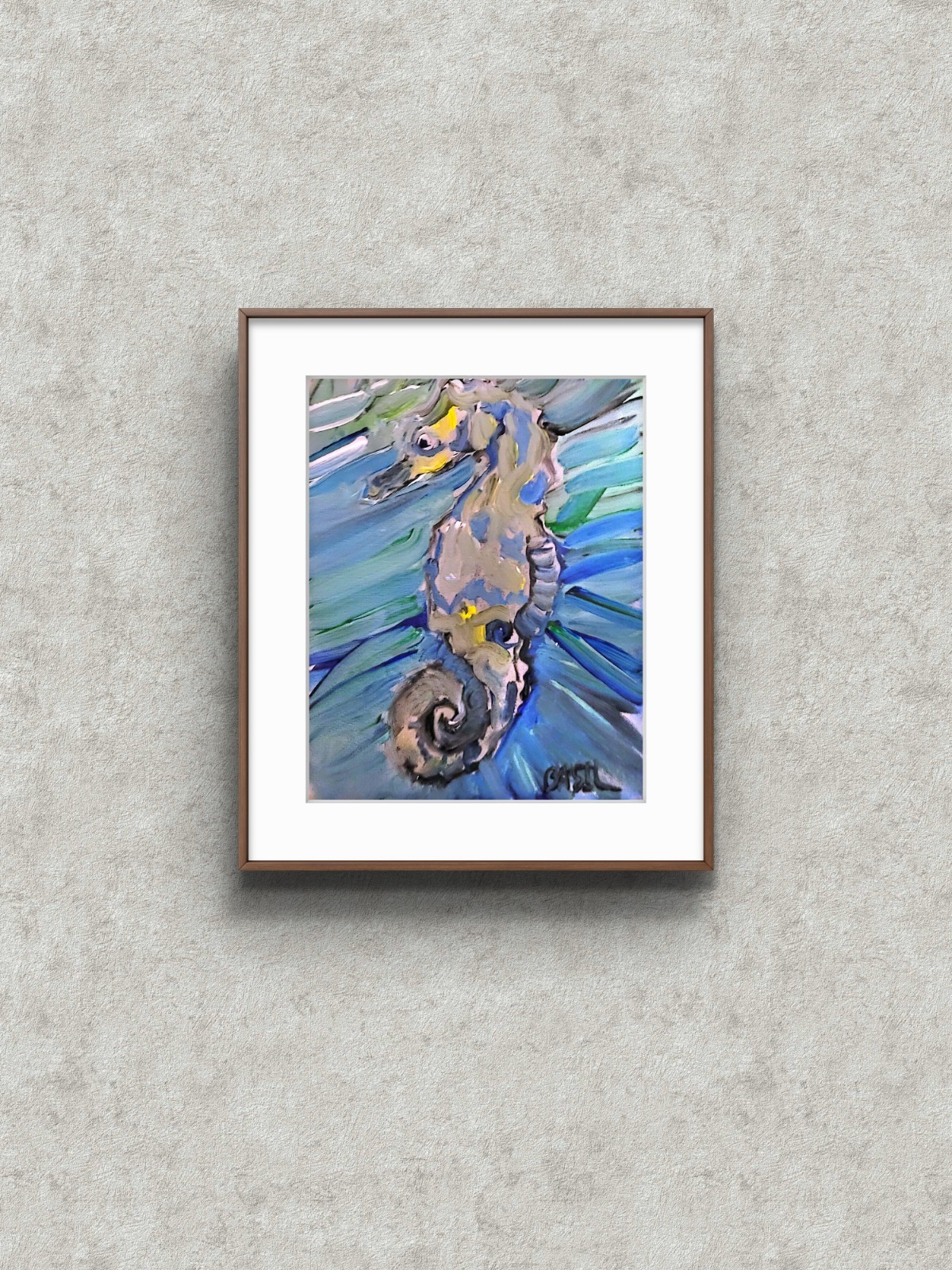 Seahorse Unique Abstract Expressionism Wall Art Canvas Board 8×10