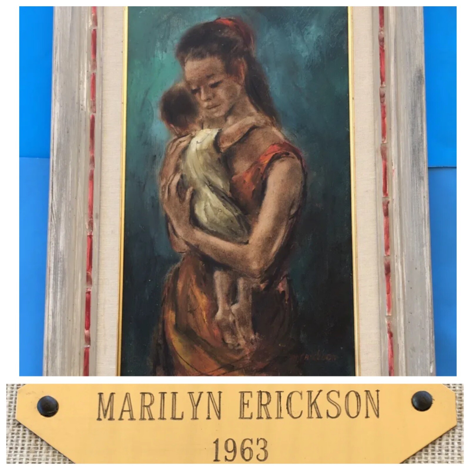 MARILYN ERICKSON Listed Southwest Sedona Painter MCM 1963 ‘Young Mother + Child’