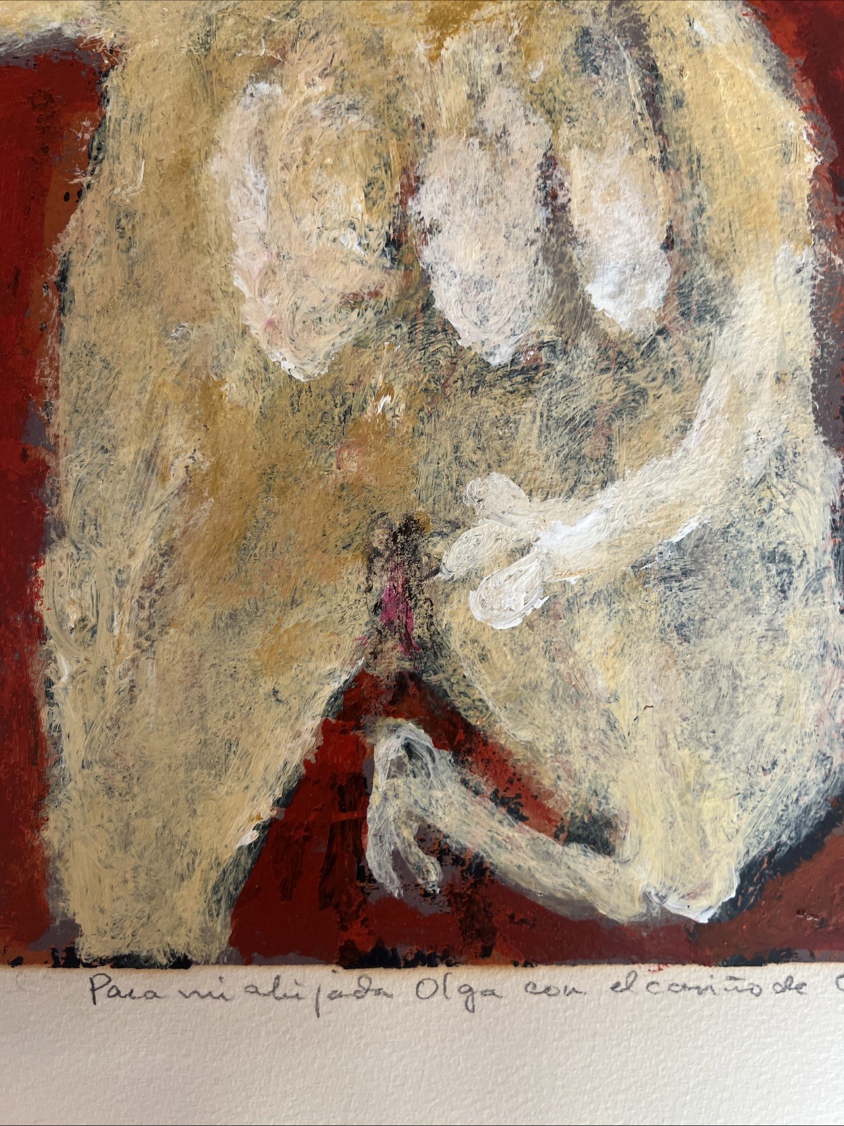 Felipe Orlando (Cuban 1911-2001) Art Brut Acrylic on Paper Signed Painting MCM