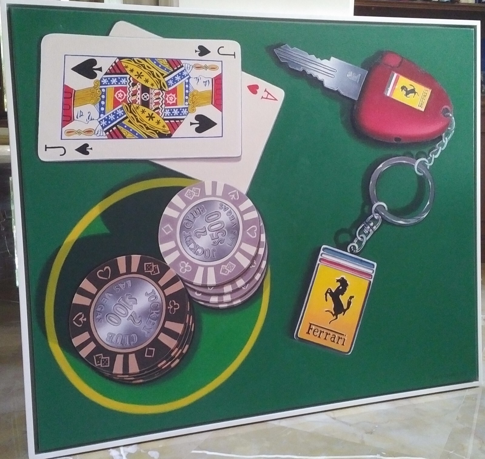 Blackjack – Ralph Stearns – Original Oil Painting Photorealism – Ferrari – Poker