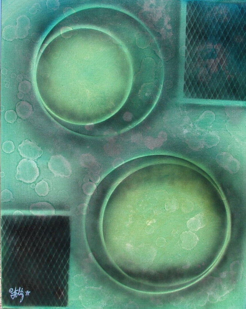 Modernist LARGE ABSTRACT PAINTING Expressionist MODERN Art THE GREEN ZONE FOLTZ