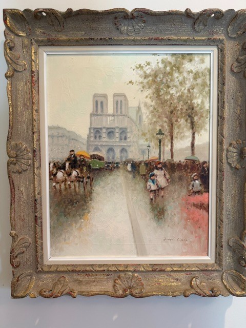 ANDRE GISSON (1921-2003) NOTRE-DAME CATHEDRAL IN PARIS OIL PAINTING (SIGNED)