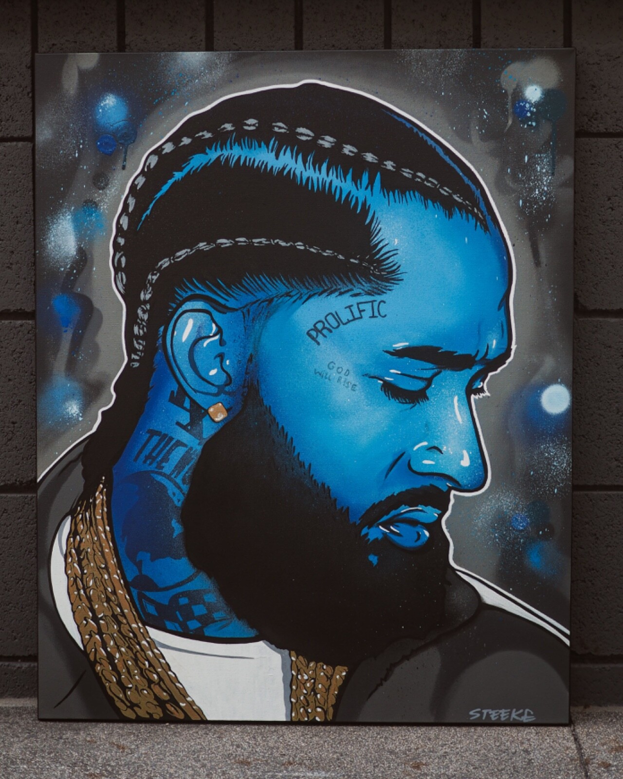 Nipsey Hussle 24″x 30″ Original Painting on Canvas spray paint and acrylic