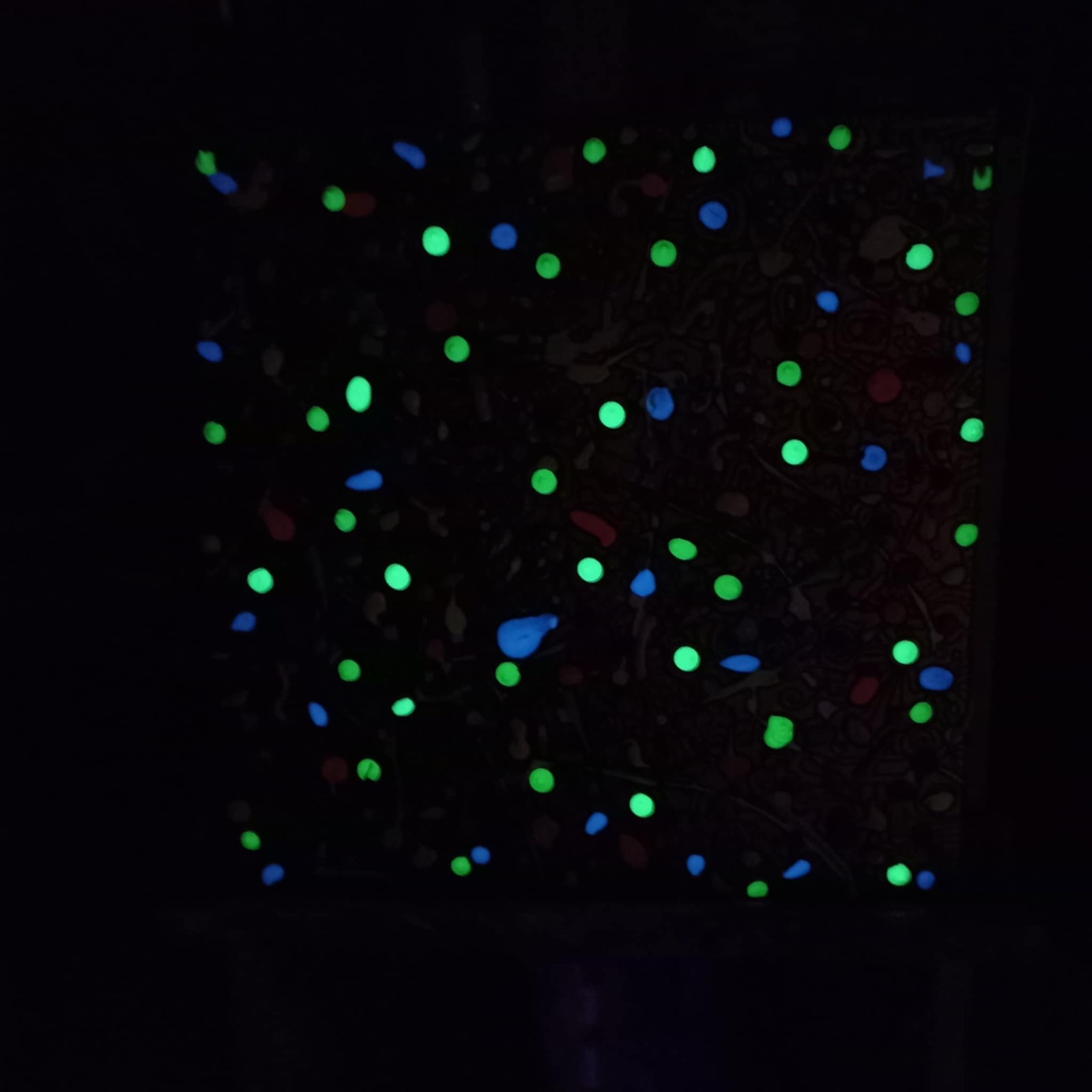 Glow in Dark, UV light active, Hand-painted Original 50×50 cm, 19,68×19,68 in