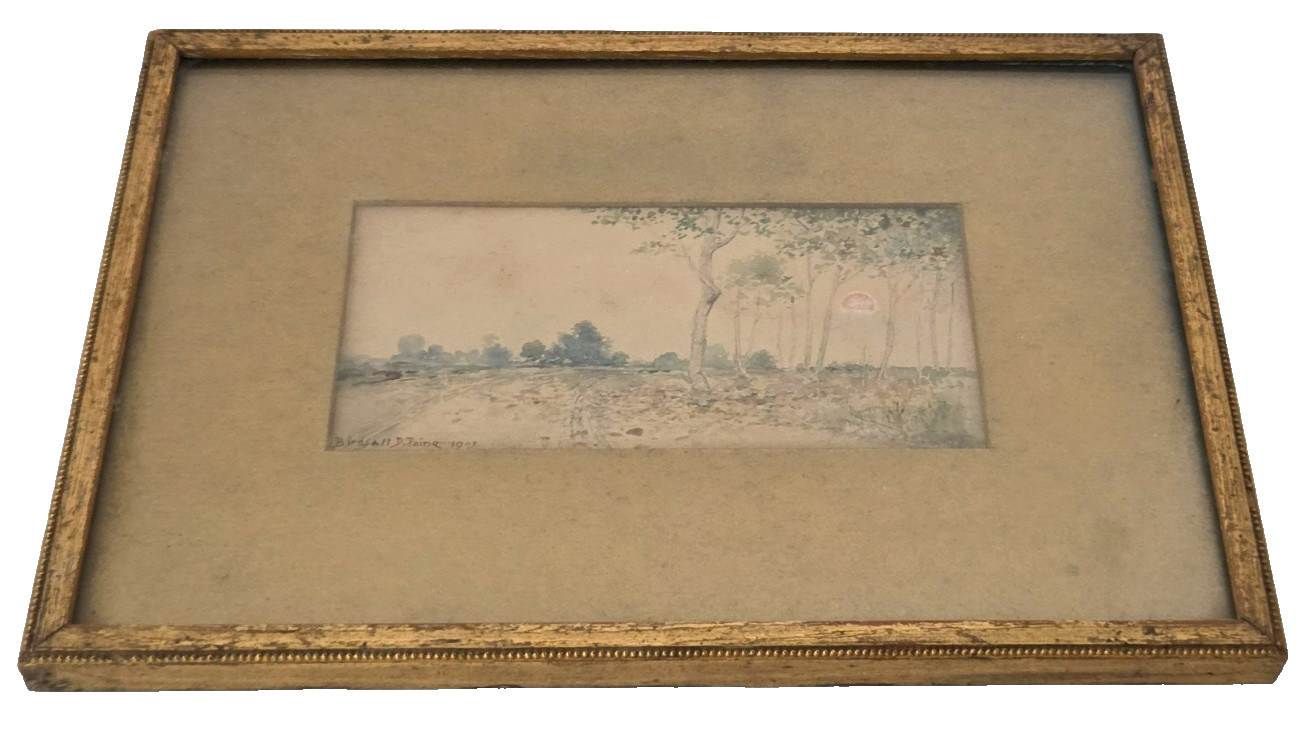 Birdsall D. Paine Original 1903 Framed Landscape Pastel Watercolor Painting