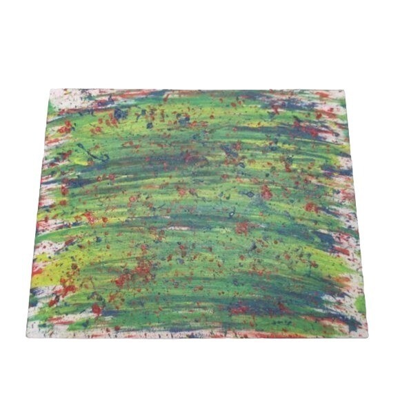 Original Abstract Acrylic Painting Green blue Yellow Canvas 8 x 10 Handmade Art