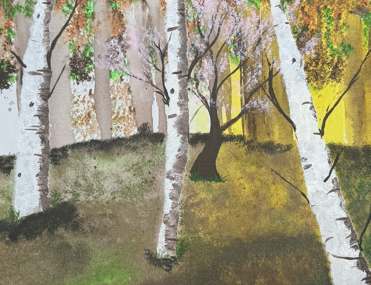 Birch Tree Forest Landscape Painting Impressionism Nature Theme