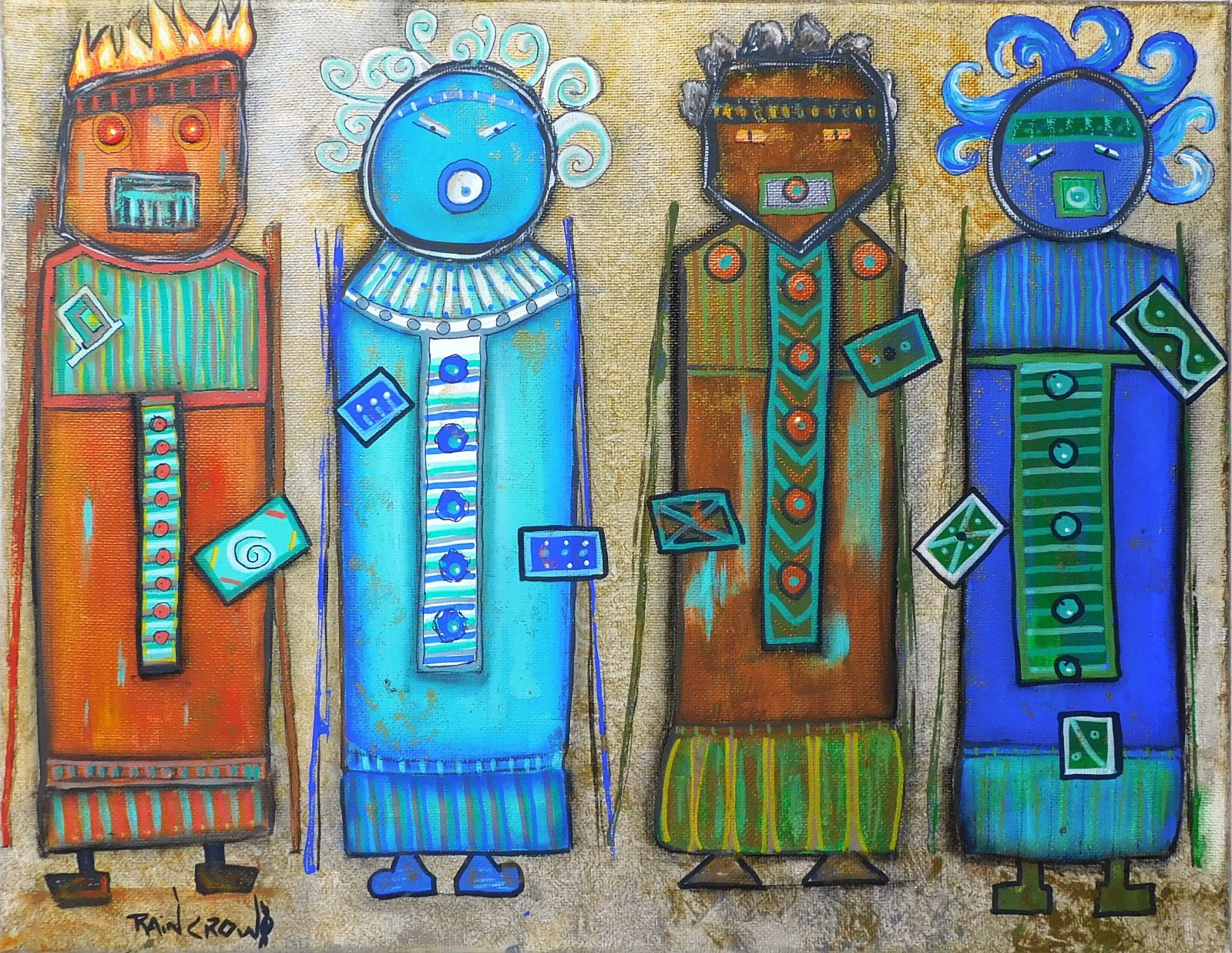 Western Native Guardians Painting Original Fine Art by Rain Crow