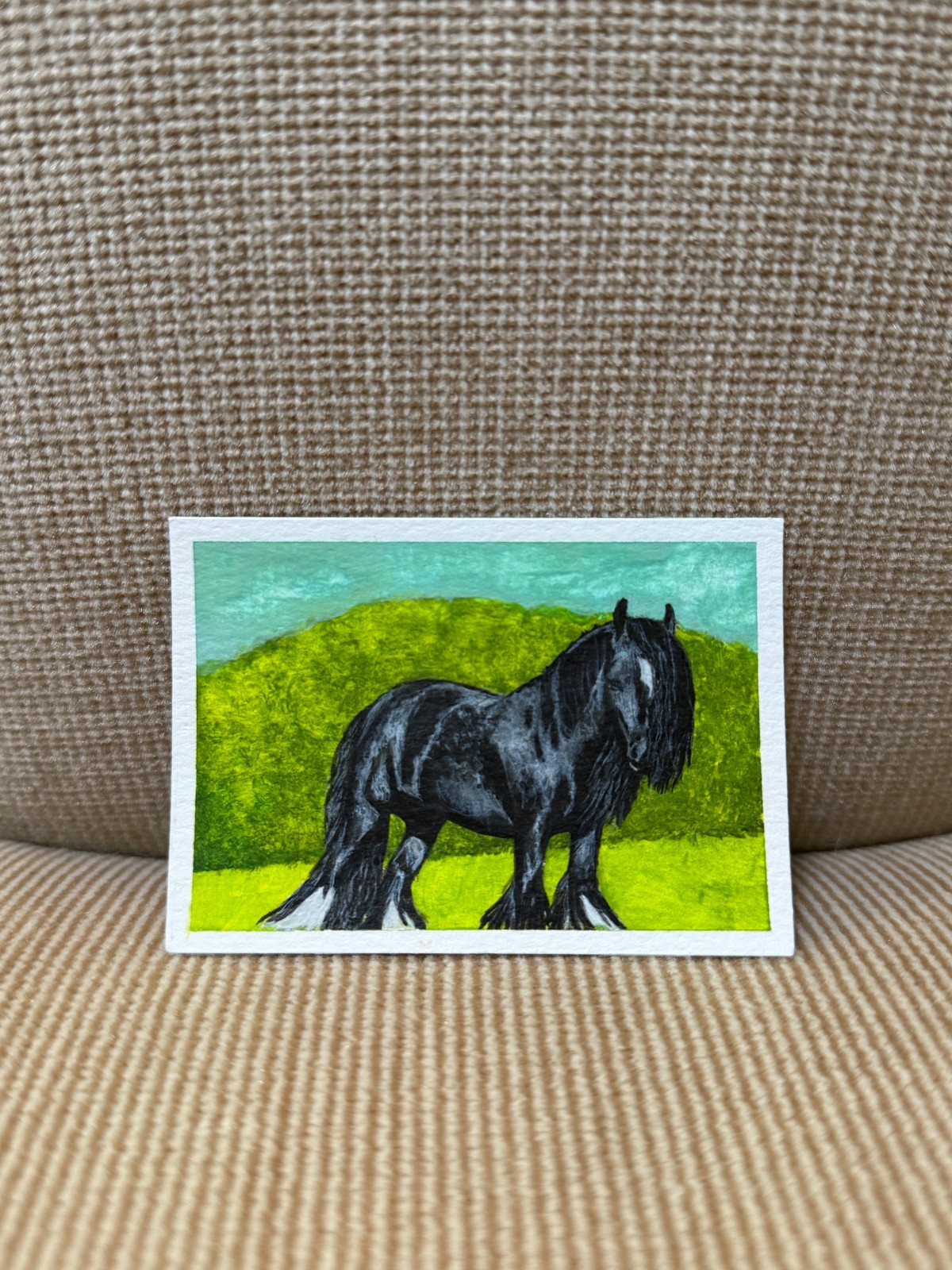 Kiss Me Kate Original ACEO Watercolor Gypsy Vanner Horse by Pocket Pony Studios