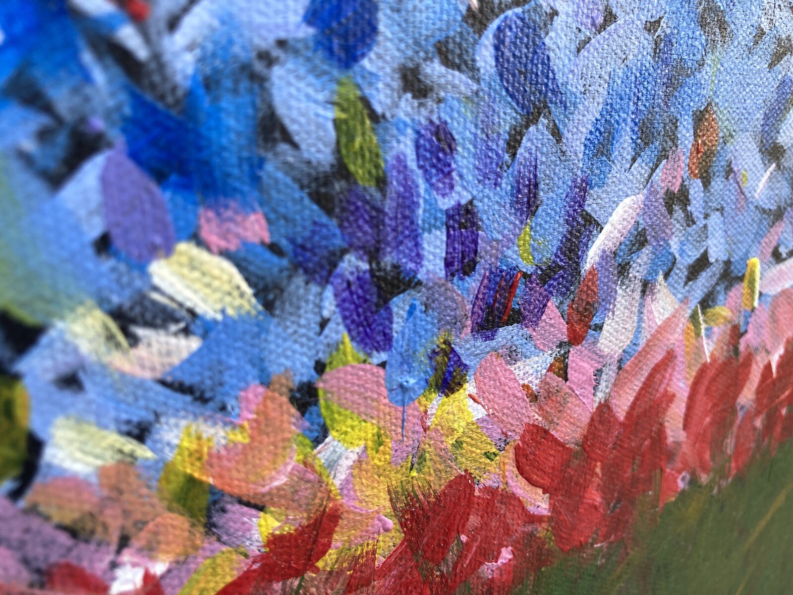 Lg Original Painting on Canvas Signed After Van Gogh Impressionist Garden Naive
