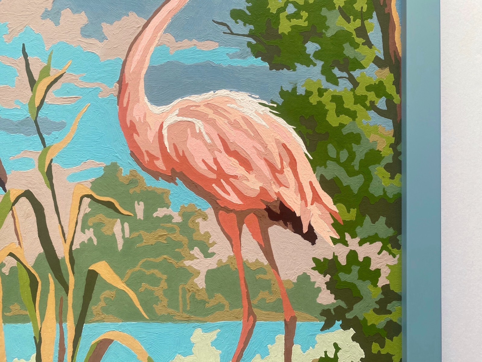 RARE VINTAGE 1950’S ART DECO PAINT BY NUMBER » FLAMINGO » CUSTOM FRAMED PAINTING