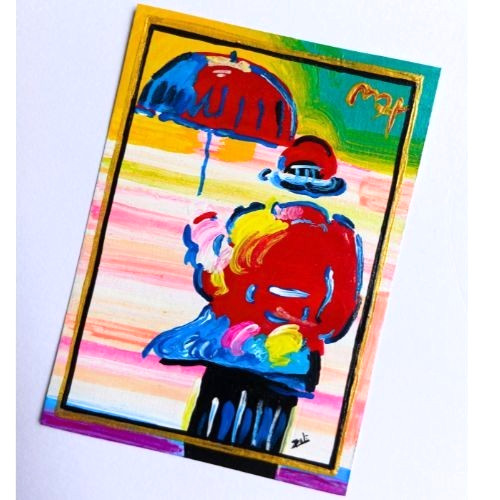 PETER MAX (umbrella men) signed & stamped Pop art Acrylic Hand Painting NEW