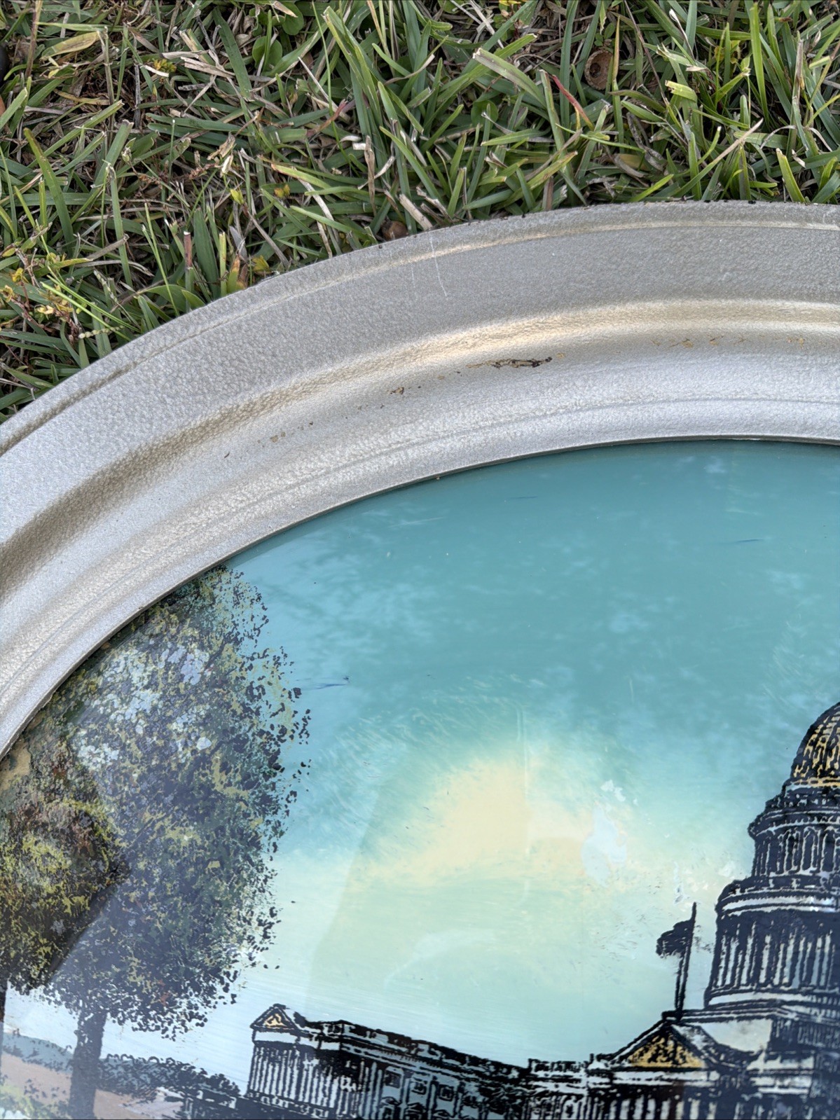 VTG Framed US Capitol Building Washington DC Reverse Painting Convex Glass VGC!