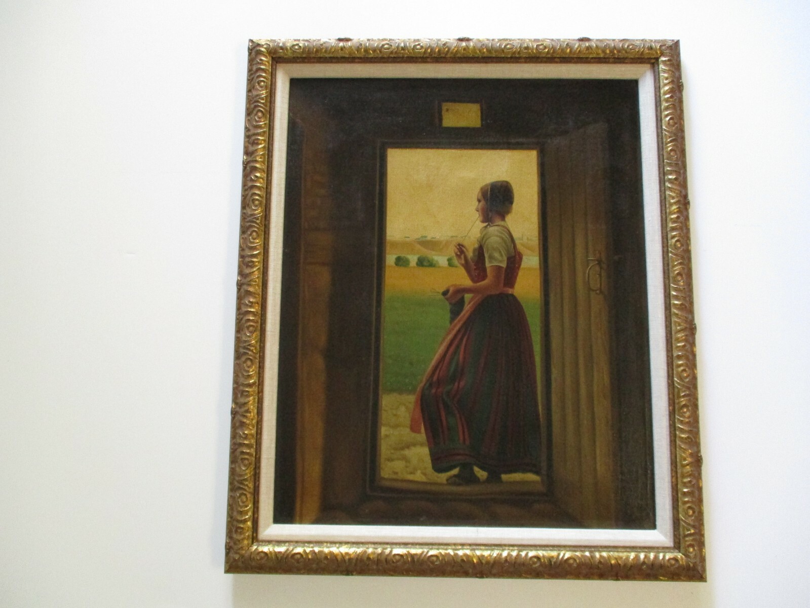 ANTIQUE OIL PAINTING CHRISTIAN DALSGAARD PORTYRAIT PRETTY WOMAN LANDSCAPE 1910’S